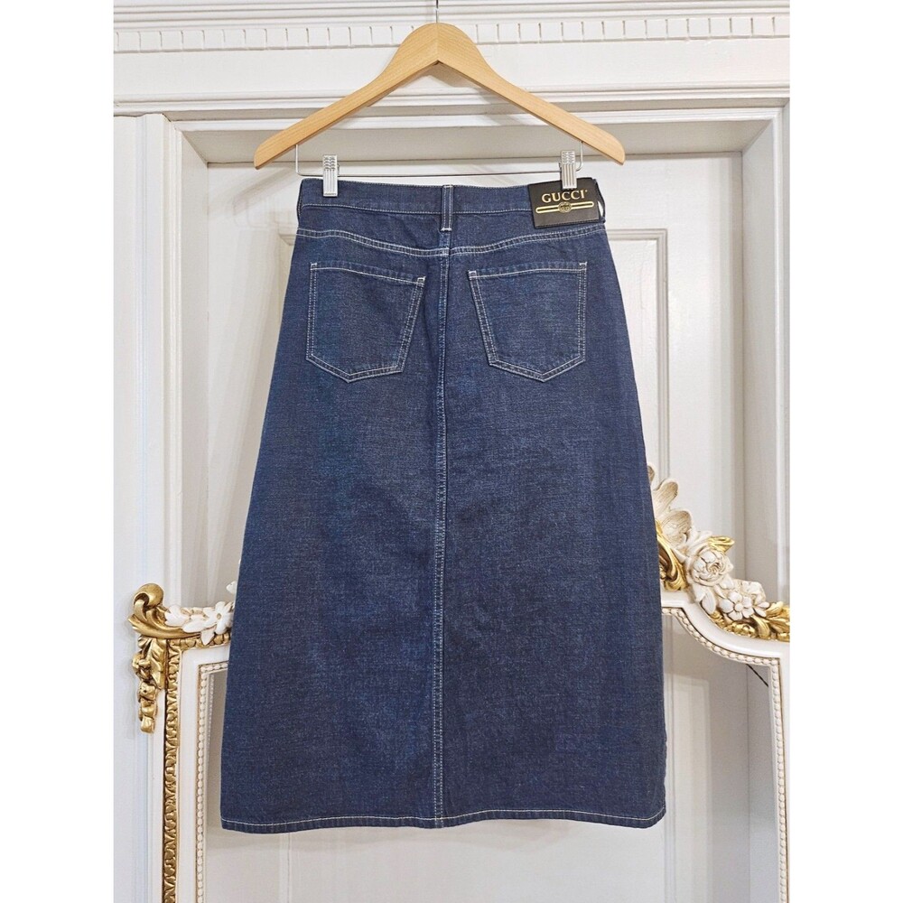 GUCCI Denim Midi Skirt, IT 36 (fits XXS to S), NWT - Picture 14 of 16